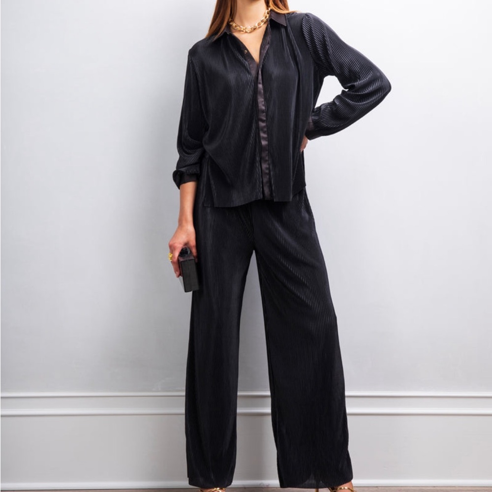 RO & DE Anthropologie 2pc Gray Ribbed Co-Ord Set Capsule Collection Size Small